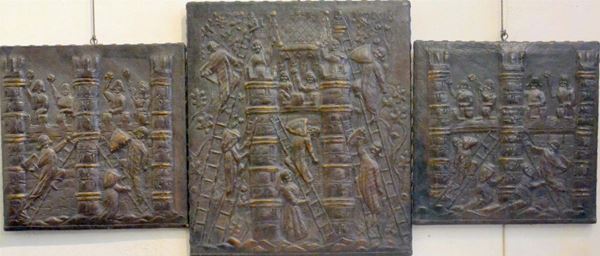 Tre pannelli, sec. XIX,                                                     - Asta OPERE E OGGETTI D'ARTE ANTICA E CONTEMPORANEA, GIOIELLI - Poggio Bracciolini Casa d'Aste
