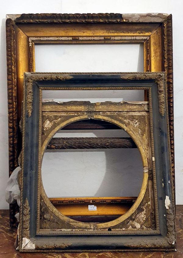Sei vecchie cornici, sec. XX,                                               - Asta OPERE E OGGETTI D'ARTE ANTICA E CONTEMPORANEA, GIOIELLI - Poggio Bracciolini Casa d'Aste