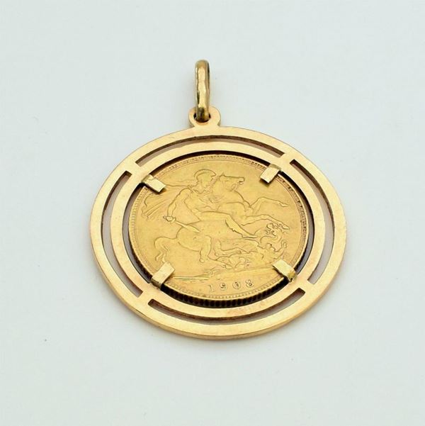 PENDENTE IN ORO GIALLO CON STERLINA                                       
