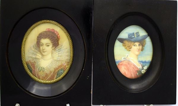 Due miniature sec. XIX                                                      - Asta Gioielli, Arredi d'antiquariato, Dipinti dal XVI al XX Secolo e Argenti - Poggio Bracciolini Casa d'Aste