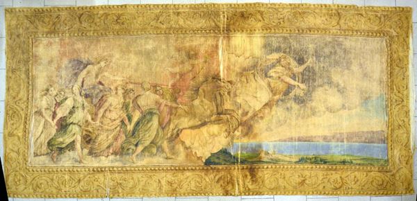 Arazzo, sec. XVIII, raffigurante scena neoclassica,                       