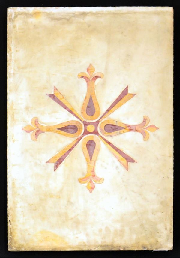 Lastra di marmo, sec. XIX, intarsiata a motivi&nbsp;&nbsp;&nbsp;&nbsp;&nbsp;&nbsp;&nbsp;&nbsp;&nbsp;&nbsp;&nbsp;&nbsp;&nbsp;&nbsp;&nbsp;&nbsp;&nbsp;&nbsp;&nbsp;&nbsp;&nbsp;&nbsp;&nbsp;&nbsp;&nbsp;&nbsp;&nbsp;&nbsp;