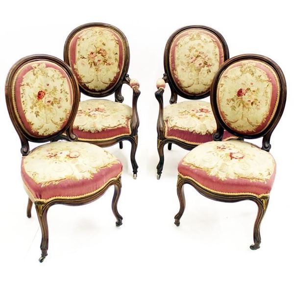 Due poltrone e due sedie, Francia, sec. XIX  - Asta Antiquariato, Collezionismo e Gioielli - Poggio Bracciolini Casa d'Aste