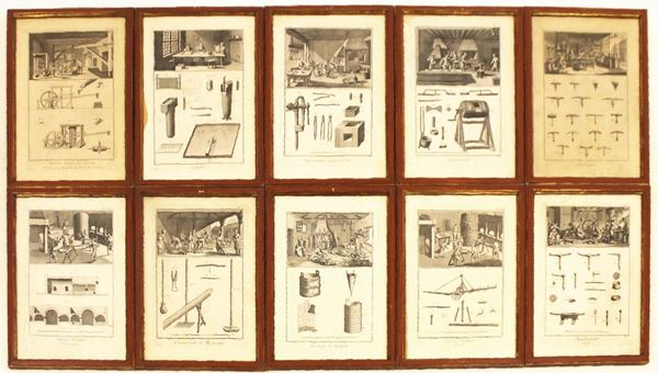 Serie di dieci incisioni da Dirderot e d'Alambert&nbsp;&nbsp;&nbsp;&nbsp;&nbsp;&nbsp;&nbsp;&nbsp;&nbsp;&nbsp;&nbsp;&nbsp;&nbsp;&nbsp;&nbsp;&nbsp;&nbsp;&nbsp;&nbsp;&nbsp;&nbsp;&nbsp;&nbsp;&nbsp;&nbsp;&nbsp;  - Asta Gioielli, Argenti, Arredi, Oggetti d'arte e Dipinti - Poggio Bracciolini Casa d'Aste