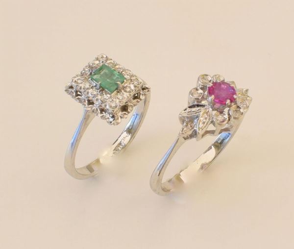 DUE ANELLI IN ORO BIANCO KT 18 , DIAMANTI SMERALDO&nbsp;&nbsp;&nbsp;&nbsp;&nbsp;&nbsp;&nbsp;&nbsp;&nbsp;&nbsp;&nbsp;&nbsp;&nbsp;&nbsp;&nbsp;&nbsp;&nbsp;&nbsp;&nbsp;&nbsp;&nbsp;&nbsp;&nbsp;&nbsp;