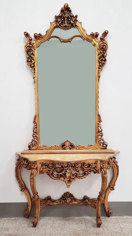 Console con specchiera, in stile '700                                       - Asta Mobili, Oggetti d'arte, Gioielli e Collezionismo - Poggio Bracciolini Casa d'Aste