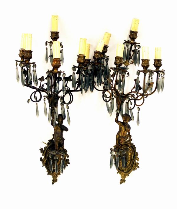 Coppia di applique, sec. XX                                                 - Asta Mobili, Oggetti d'arte, Gioielli e Collezionismo - Poggio Bracciolini Casa d'Aste