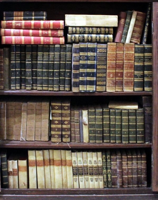Tre librerie, sec. XX, e relativi volumi, soggetti vari, dal XVIII al XX sec circa