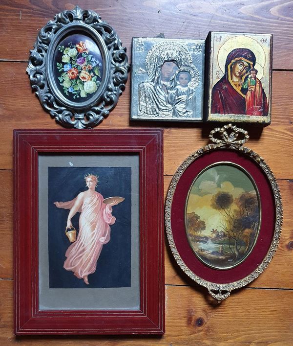 Cinque tra icone, dipinti e stampe, sec. XX ( 5 )                              