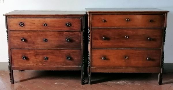 Due cassettoni, sec. XIX, in noce e gattice,                                - Asta Opere e Oggetti d'arte antica e Contemporanea, Gioielli - Poggio Bracciolini Casa d'Aste