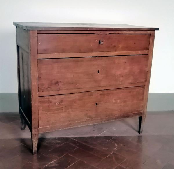 Cassettone, Luigi XVI, in pioppo, tre cassetti,                           