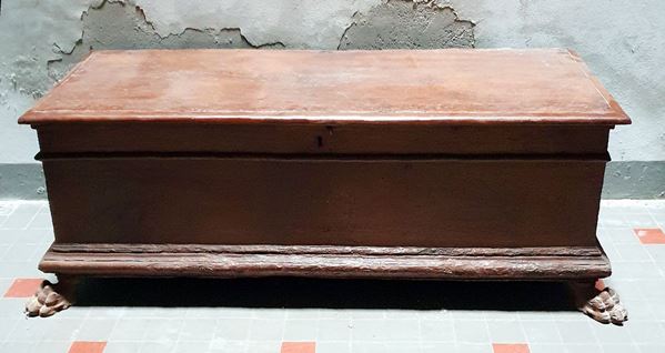 Cassapanca, sec. XVIII, piano rettangolare incernierato,                   