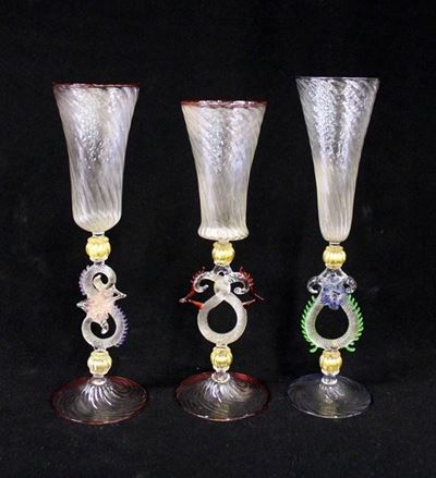 Tre Bicchieri a Calice, Murano, Sec. XX