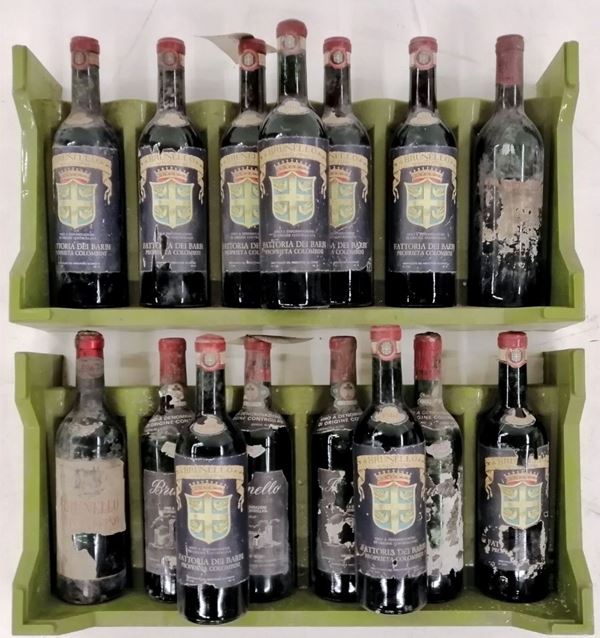 



Quindici bottiglie di Brunello di Montalcino, annata 1967 e 1968,