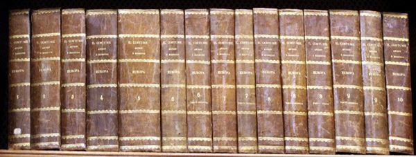 



FERRARIO, Giulio (1767-1847) - Il costume antico e moderno o storia del governo, della milizia, della religione, delle arti, scienze ed usanze di tutti i popoli antichi e moderni. Firenze: Vincenzo Batelli, 1823-26. 36 volumi, 4to (235 x 115mm). mezza pelle, piatti marmorizzati, incisioni, fregi e titoli in oro al dorso.