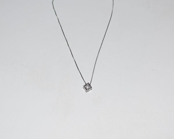 COLLANA PUNTO LUCE IN ORO BIANCO 18KT E DIAMANTE