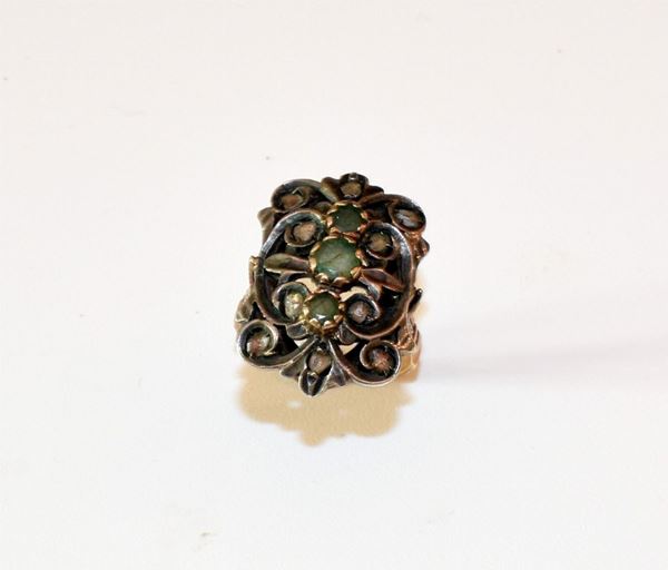 



ANELLO&nbsp; IN ORO GIALLO KT18, ARGENTO ,DIAMANTI