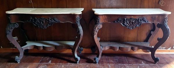 Coppia di consolle, sec XIX                                                  - Asta ANTIQUARIATO, COLLECTIBLES, GIOIELLI - Poggio Bracciolini Casa d'Aste