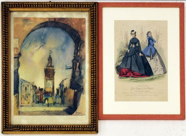 



Stampa, sec. XX, raffigurante figure in costume, in cornice ingombro cm 26x37