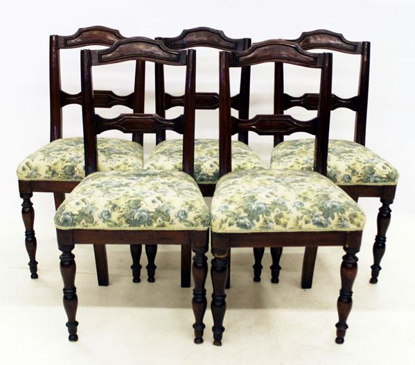 



Serie di cinque sedie, sec. XX  - Asta Gioielli, Arredi d'antiquariato, Dipinti dal XVI al XX Secolo e Argenti - Poggio Bracciolini Casa d'Aste