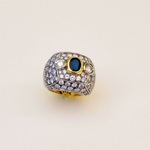



ANELLO IN ORO GIALLO KT18, DIAMANTI E SMERALDO