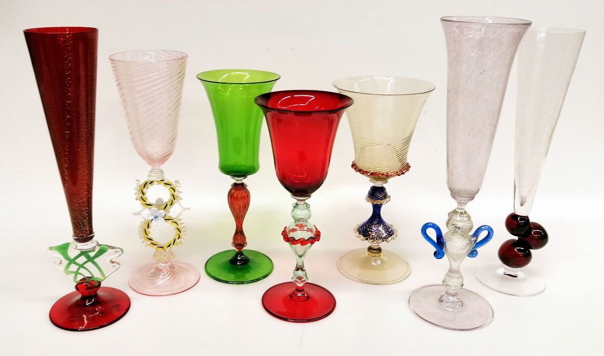 Sette bicchieri, in vetro di Murano - Asta Collectibles, Arredi