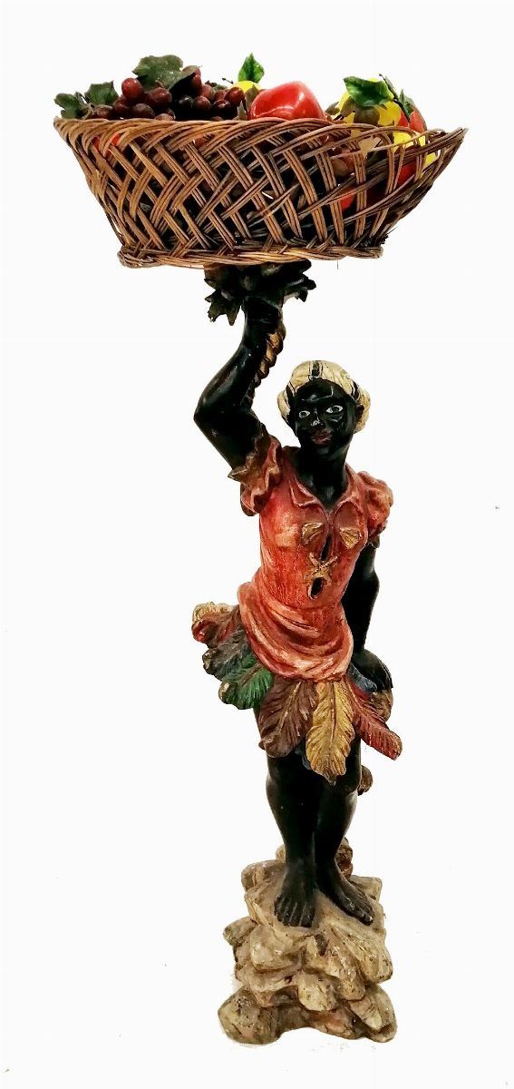 



Scultura, sec. XIX, in legno, raffigurante moro, alt. cm 88