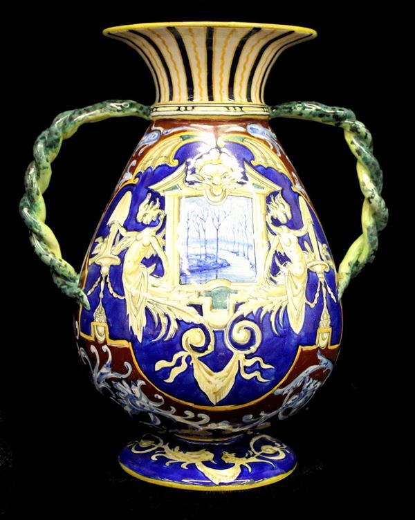 



Vaso biansato, Faenza, sec. XX, manifattura Melandri Zoli 