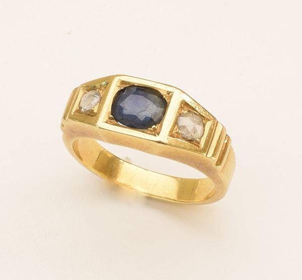 



ANELLO PER UOMO IN ORO 18KT E DIAMANTI E ZAFFIRO