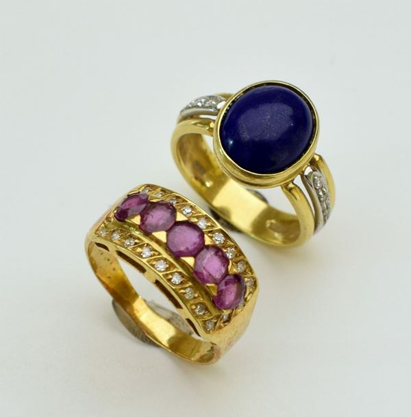 



ANELLO IN ORO GIALLO 18KT , DIAMANTI E LAPISLAZZULO
