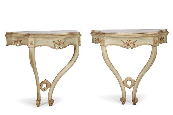 Coppia di console a goccia , sec. XVIII