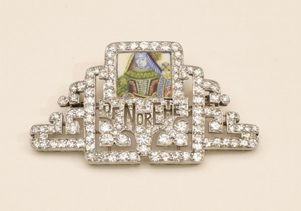 



SPILLA IN ORO BIANCO 18KT,DIAMANTI E MINIATURA