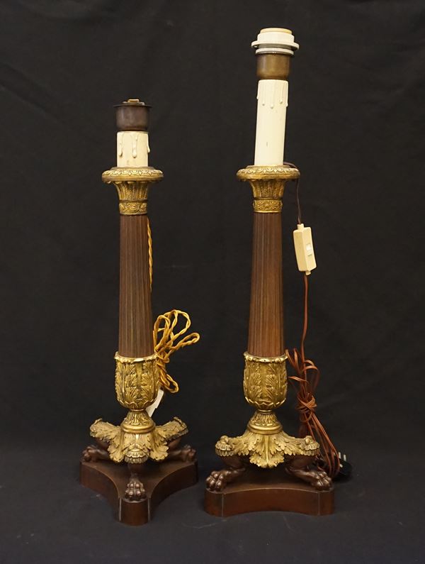 Coppia di candelieri, in stile Impero