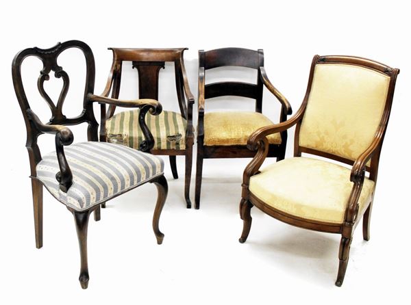 



Quattro poltroncine, sec. XIX,
