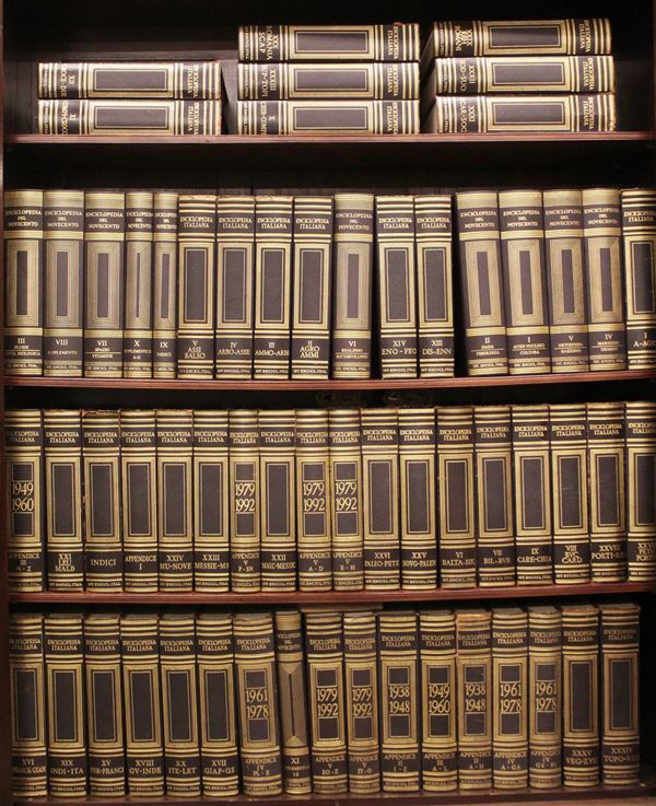 



Enciclopedia Treccani, in sessanta volumi  - Asta OPERE E OGGETTI D'ARTE ANTICA E CONTEMPORANEA, GIOIELLI - Poggio Bracciolini Casa d'Aste