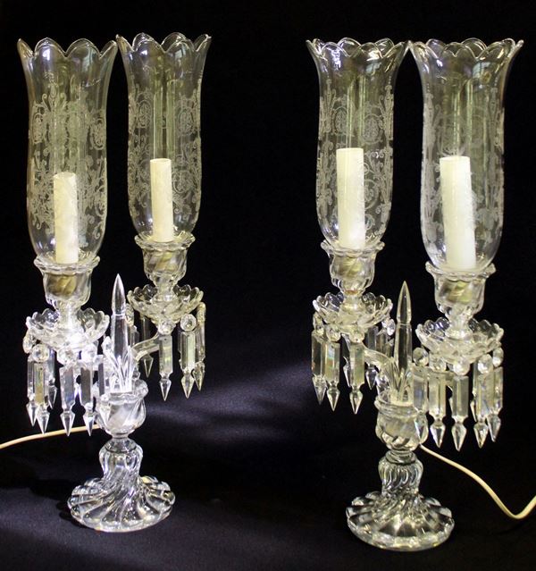 



Coppia di candelieri, sec. XX, manifattura Baccarat