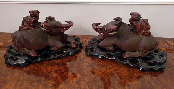 



Coppia di sculture, arte orientale, inizi sec. XX