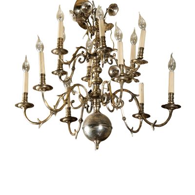 Lampadario e applique, metallo argentato, sec. XX