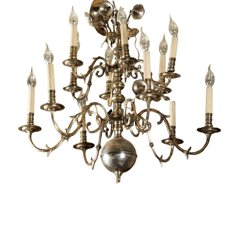 Lampadario e applique, metallo argentato, sec. XX