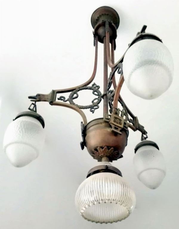 



Lampadario a sospensione, inizi sec. XX