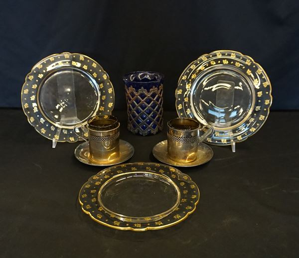 



Cinque piattini in vetro, fine secolo XIX 