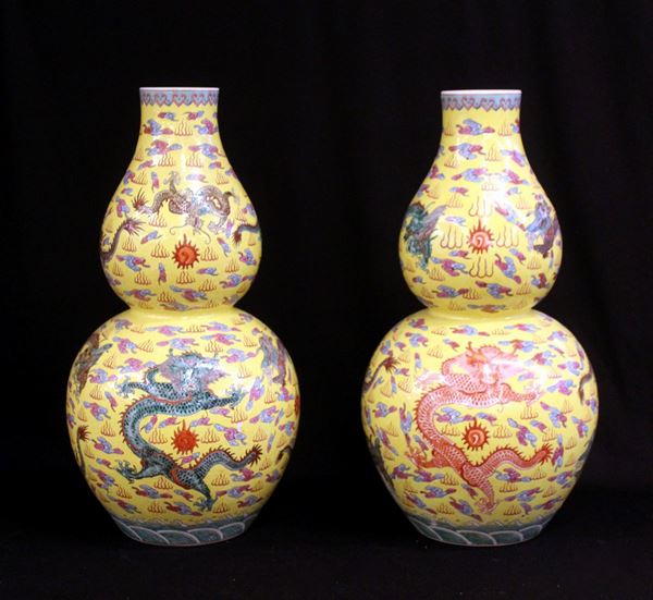 



Coppia di vasi a zucca, arte orientale, sec. XX