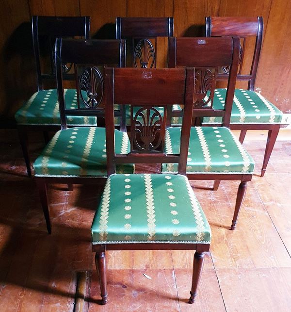 Sei sedie, sec. XIX  - Asta COLLECTIBLES, Mobili, Arredi e Dipinti dal secolo XVI al XX - Poggio Bracciolini Casa d'Aste