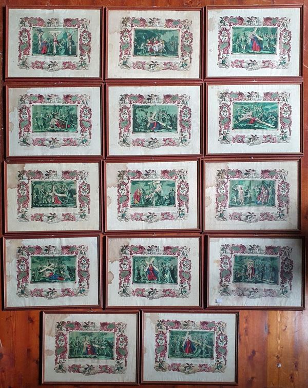 La via crucis, sec. XIX  - Asta COLLECTIBLES, Mobili, Arredi e Dipinti dal secolo XVI al XX - Poggio Bracciolini Casa d'Aste