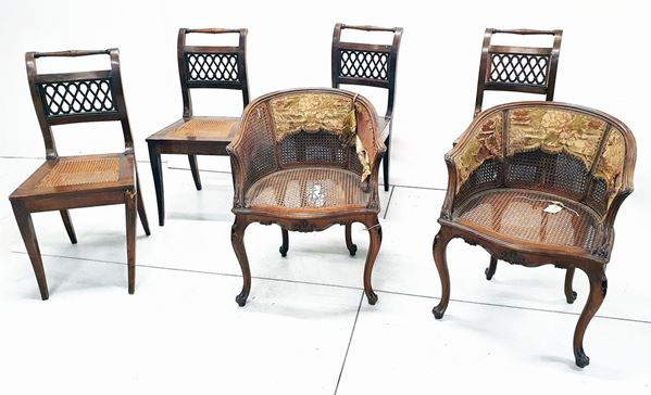 Quattro sedie, sec. XIX   - Asta COLLECTIBLES, Mobili, Arredi e Dipinti dal secolo XVI al XX - Poggio Bracciolini Casa d'Aste