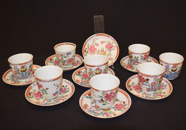 Dieci tazze e dieci piattini Cina sec. XVIII  - Asta MOBILI, ARREDI E OGGETTI D'ARTE - Poggio Bracciolini Casa d'Aste