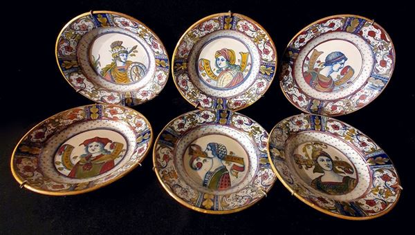 



Sei piatti, manifattura Santarelli, sec. XIX