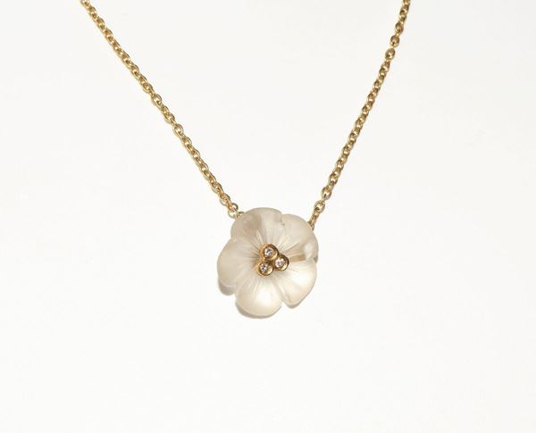 COLLANA GIROCOLLO IN ORO GIALLO 18KT DIAMANTI E CRISTALLO