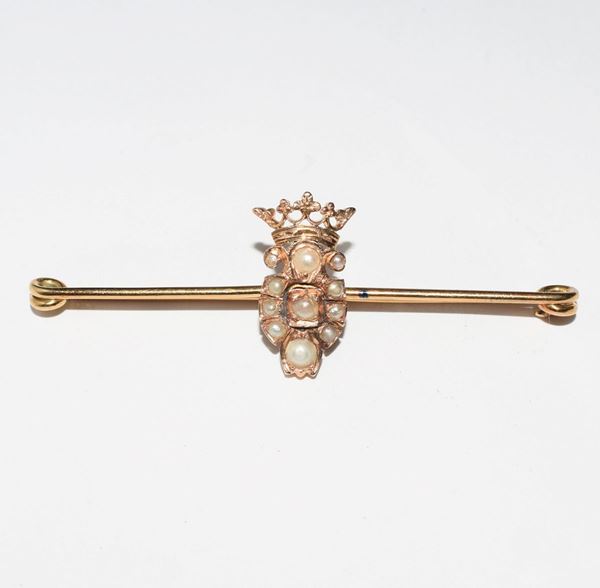 SPILLA DA BALIA IN ORO 18KT E MICROPERLE