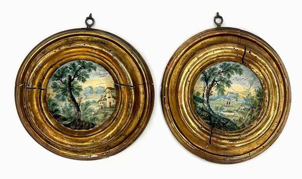 Coppia di tondini, Castelli, sec. XIX  - Asta MOBILI, ARREDI E OGGETTI D'ARTE - Poggio Bracciolini Casa d'Aste